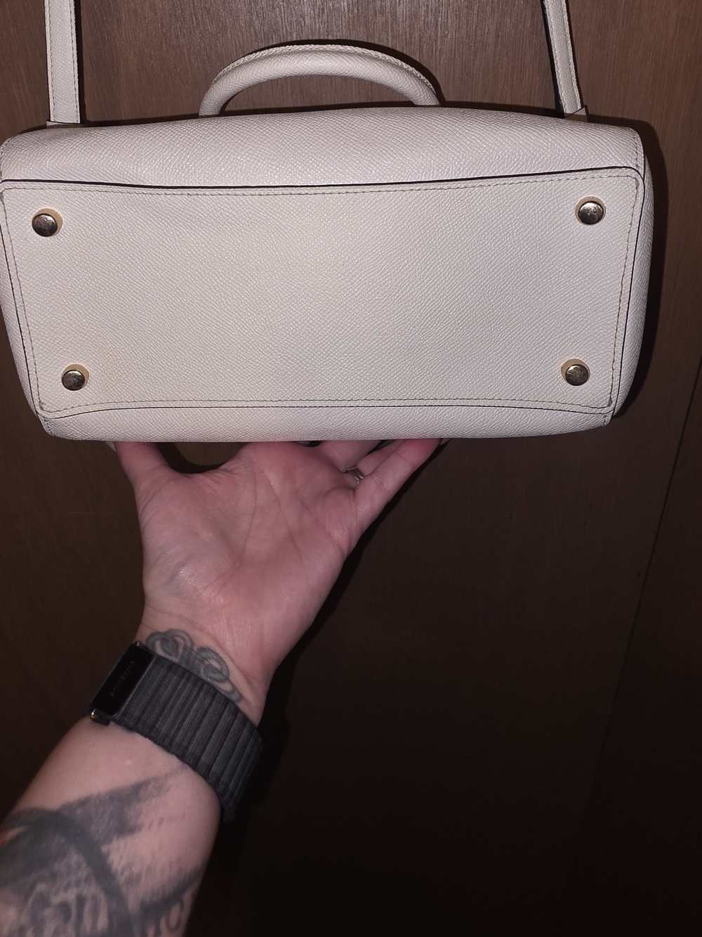 Coach Rowan Satchel F79946 Chalk White Pebbled Leather Crossbody Tote Bag - Picture 7 of 16